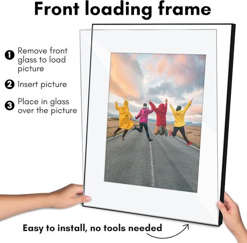 إطار صورة Americanflat تحميل أمامي مقاس 16 × 20 مع زجاج مقاوم للكسر - مجموعة من قطعتين - يُستخدم كإطار مقاس 11 × 14 مع حصيرة - مجموعة متروبوليتان - إطارات صور لعرض الحائط - أسود in Saudi Arabia