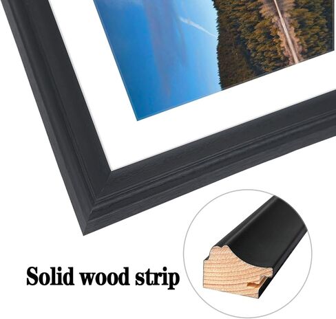 23x35 Picture Frame Solid Wood Black, Display 19"x31" (With mat) or 23"x35" (Without mat) Painting,Puzzles,Photos, Poster (F23B2335W1931) in Saudi Arabia