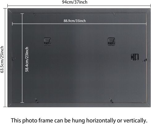23x35 Picture Frame Solid Wood Black, Display 19"x31" (With mat) or 23"x35" (Without mat) Painting,Puzzles,Photos, Poster (F23B2335W1931) in Saudi Arabia