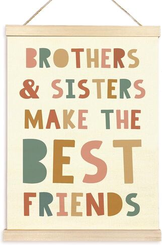 TAEDIN Siblings Wall Art Poster Hanger Frame - Boho Colorful Wall Art with Wood Frames, Kids Room Wall Hanging Decor for Nursery Bedroom Playroom Game Room Boys Girls Teens Room, 12x16 Inches in Saudi Arabia