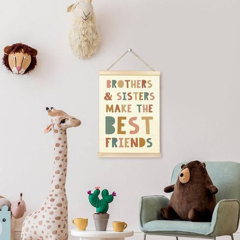 TAEDIN Siblings Wall Art Poster Hanger Frame - Boho Colorful Wall Art with Wood Frames, Kids Room Wall Hanging Decor for Nursery Bedroom Playroom Game Room Boys Girls Teens Room, 12x16 Inches in Saudi Arabia