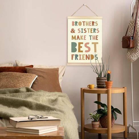 TAEDIN Siblings Wall Art Poster Hanger Frame - Boho Colorful Wall Art with Wood Frames, Kids Room Wall Hanging Decor for Nursery Bedroom Playroom Game Room Boys Girls Teens Room, 12x16 Inches in Saudi Arabia