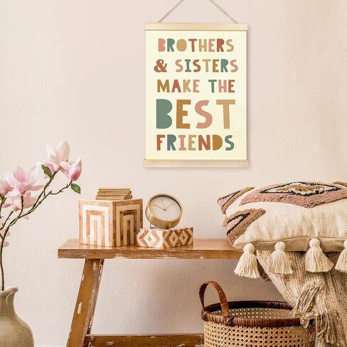 TAEDIN Siblings Wall Art Poster Hanger Frame - Boho Colorful Wall Art with Wood Frames, Kids Room Wall Hanging Decor for Nursery Bedroom Playroom Game Room Boys Girls Teens Room, 12x16 Inches in Saudi Arabia