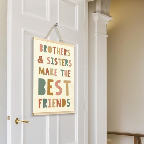 TAEDIN Siblings Wall Art Poster Hanger Frame - Boho Colorful Wall Art with Wood Frames, Kids Room Wall Hanging Decor for Nursery Bedroom Playroom Game Room Boys Girls Teens Room, 12x16 Inches in Saudi Arabia