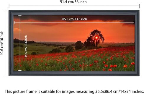 14x34 Panoramic Photo Frame Black Solid Wood 14x34 inch Picture Frame Painting Frame 14x34 inch Poster Frame(S23B1434) in Saudi Arabia