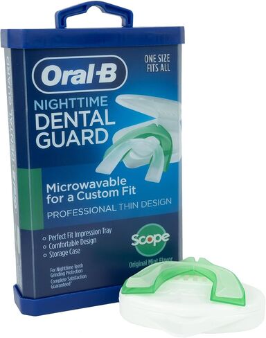 Oral-B Mouth Guard for Grinding Teeth at Night - Nighttime Dental Guard – Moldable Night Guard with Scope Mint Flavor – Less Than 3-Minutes for Custom Teeth Protection in Kuwait