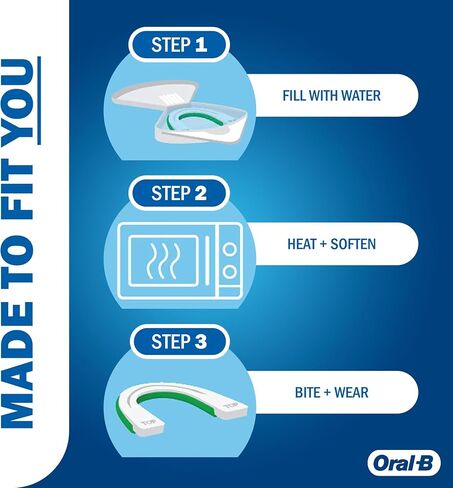 Oral-B Mouth Guard for Grinding Teeth at Night - Nighttime Dental Guard – Moldable Night Guard with Scope Mint Flavor – Less Than 3-Minutes for Custom Teeth Protection in Kuwait