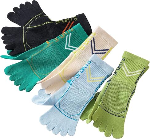 Kids Cotton Toe Socks, Five Finger Athletic Breathable Split Toe Crew Socks for Boys Girls 6-15 Years, 5 Pairs in Saudi Arabia