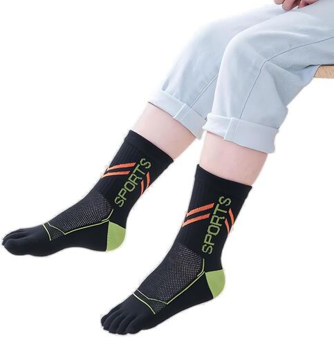 Kids Cotton Toe Socks, Five Finger Athletic Breathable Split Toe Crew Socks for Boys Girls 6-15 Years, 5 Pairs in Saudi Arabia