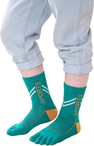 Kids Cotton Toe Socks, Five Finger Athletic Breathable Split Toe Crew Socks for Boys Girls 6-15 Years, 5 Pairs in Saudi Arabia