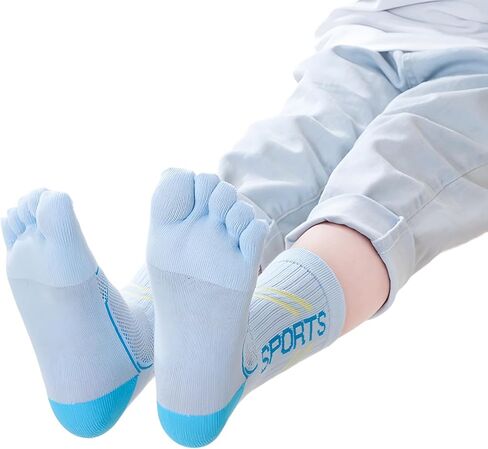 Kids Cotton Toe Socks, Five Finger Athletic Breathable Split Toe Crew Socks for Boys Girls 6-15 Years, 5 Pairs in Saudi Arabia