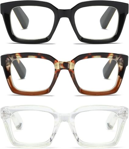 3 Pack Oversize Square Design Reading Glasses for Women, Blue Light Blocking Computer Reader in Saudi Arabia