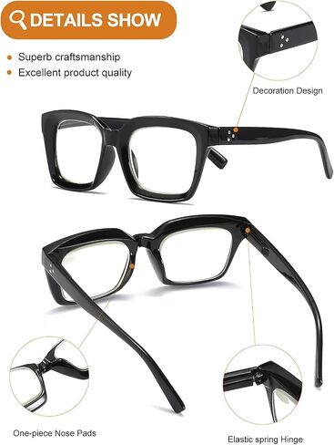 3 Pack Oversize Square Design Reading Glasses for Women, Blue Light Blocking Computer Reader in Saudi Arabia
