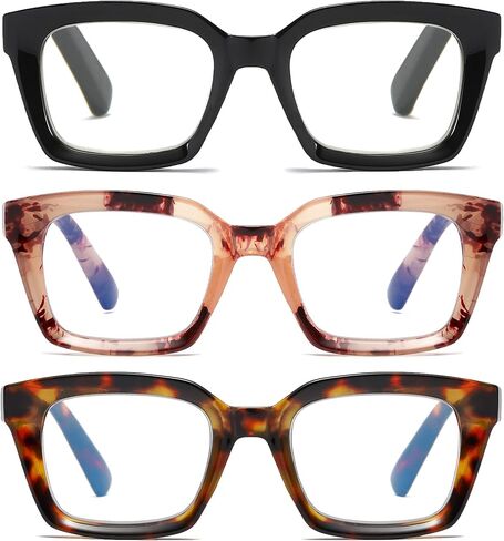 3 Pack Oversize Square Design Reading Glasses for Women, Blue Light Blocking Computer Reader in Saudi Arabia