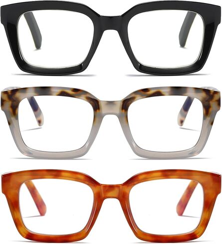 3 Pack Oversize Square Design Reading Glasses for Women, Blue Light Blocking Computer Reader in Saudi Arabia