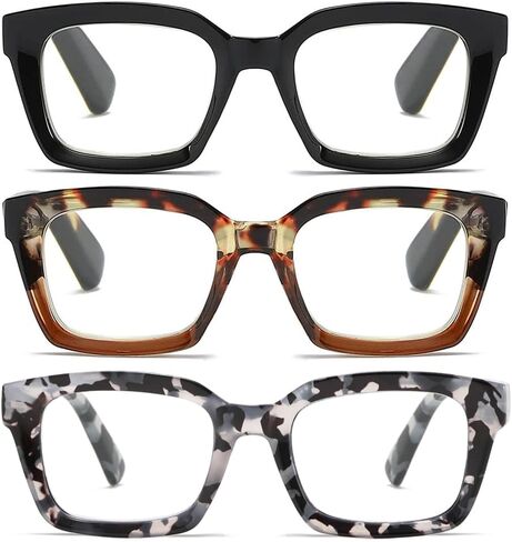 3 Pack Oversize Square Design Reading Glasses for Women, Blue Light Blocking Computer Reader in Saudi Arabia