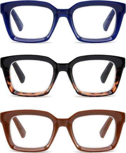3 Pack Oversize Square Design Reading Glasses for Women, Blue Light Blocking Computer Reader in Saudi Arabia