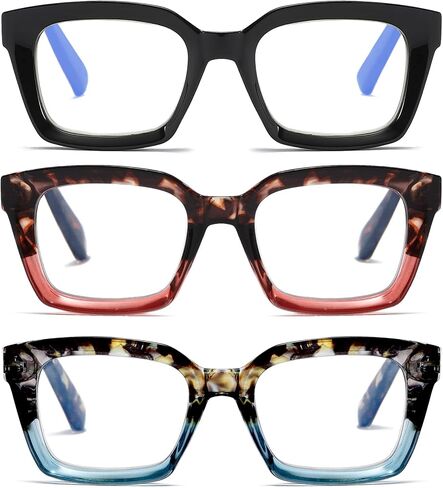 3 Pack Oversize Square Design Reading Glasses for Women, Blue Light Blocking Computer Reader in Saudi Arabia
