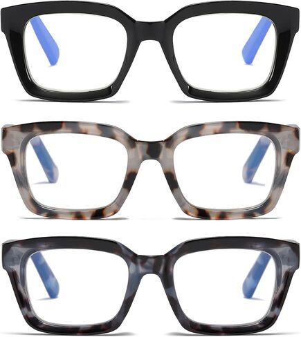 3 Pack Oversize Square Design Reading Glasses for Women, Blue Light Blocking Computer Reader in Saudi Arabia