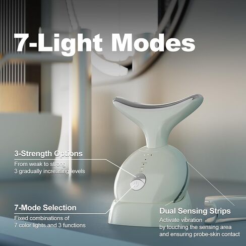 7 in 1 Face Massager Tool, Red Light Therapy for Face and Neck,Portable Face Lift Device, Neck Massager for Double Chin Reducer in Kuwait