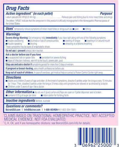 Boiron Ledum Palustre 6C Homeopathic Medicine for Itching and Pain from Insect Bites and Stings- 3 Count (240 Pellets) in Saudi Arabia