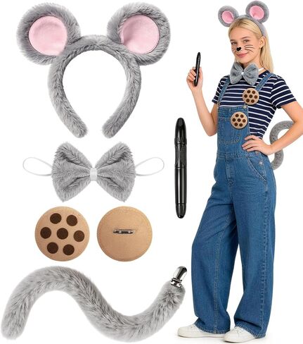 Animal Costume Accessories Set for Women, Plush Animal Ears Headband Tail Kit for Halloween Theme Party Dress Up in Saudi Arabia