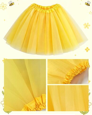 5PCS Bee Costume for Women, Bumblebee Costume Accessories with Tutu Skirt Antenna Headband Sunglasses Arm Warmers Thigh High Socks, Halloween Bee Outfit for Adults Cosplay Yellow in Saudi Arabia