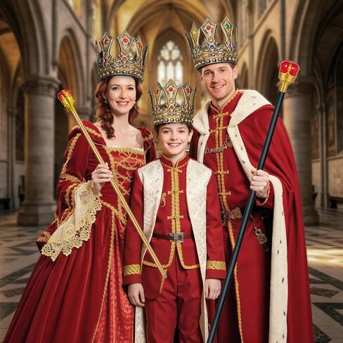 Gold Royal King Crown and Scepter Set, Medieval Costume Accessories for Men/Women Kids Halloween Cosplay in Saudi Arabia