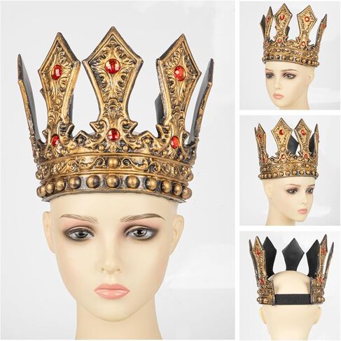 Gold Royal King Crown and Scepter Set, Medieval Costume Accessories for Men/Women Kids Halloween Cosplay in Saudi Arabia