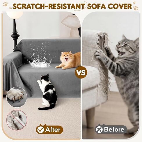 L Shaped Sectional Couch Cover 2 Pcs, Ultra Soft Waterproof Non-Slip Sofa Cover, Pet & Kid Proof Furniture Protector for Left/Right Chaise, Washable Scratch-Resistant Slipcover (XL,110"x71"+118"x71") in Saudi Arabia