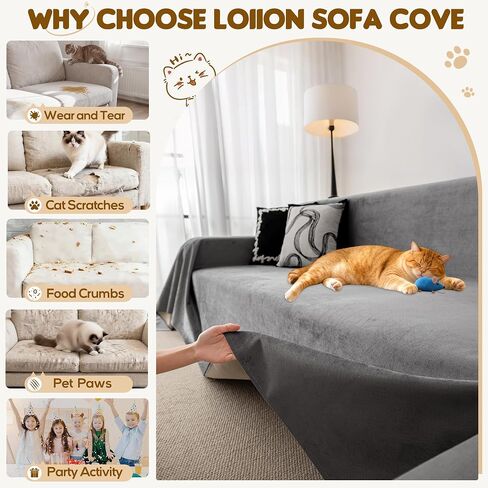 L Shaped Sectional Couch Cover 2 Pcs, Ultra Soft Waterproof Non-Slip Sofa Cover, Pet & Kid Proof Furniture Protector for Left/Right Chaise, Washable Scratch-Resistant Slipcover (XL,110"x71"+118"x71") in Saudi Arabia