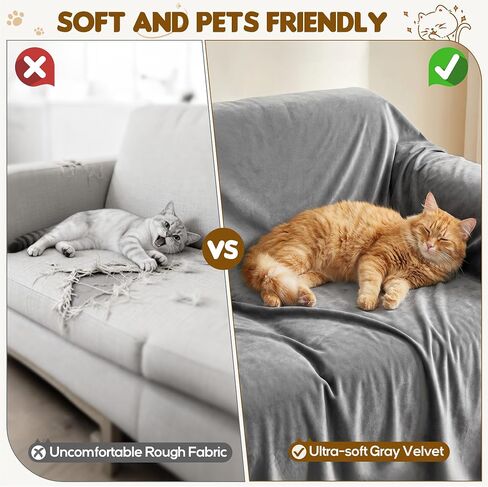 L Shaped Sectional Couch Cover 2 Pcs, Ultra Soft Waterproof Non-Slip Sofa Cover, Pet & Kid Proof Furniture Protector for Left/Right Chaise, Washable Scratch-Resistant Slipcover (XL,110"x71"+118"x71") in Saudi Arabia