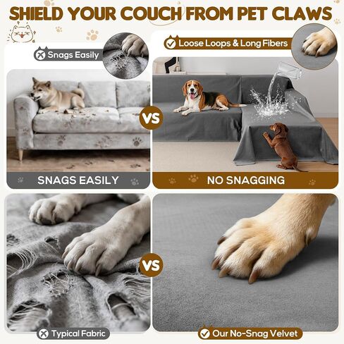 L Shaped Sectional Couch Cover 2 Pcs, Ultra Soft Waterproof Non-Slip Sofa Cover, Pet & Kid Proof Furniture Protector for Left/Right Chaise, Washable Scratch-Resistant Slipcover (XL,110"x71"+118"x71") in Saudi Arabia
