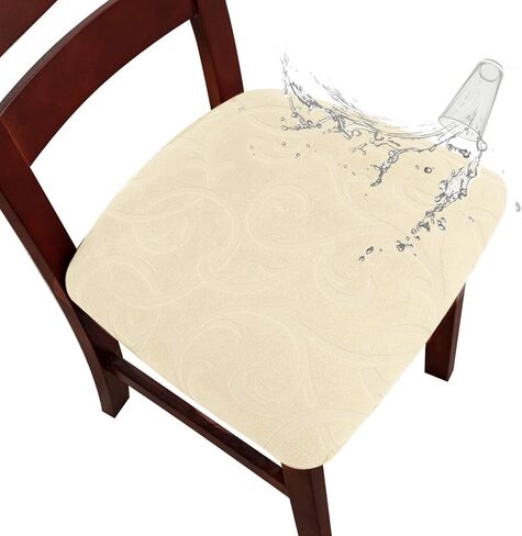 Genina Chair Seat Covers Waterproof Dining Room Chair Covers 4 Pack Stretch Seat Covers for Dinning Room Chair Protector Slipcover for Kitchen, Hotel (4, Flower Pattern-Dark Gray) in Saudi Arabia