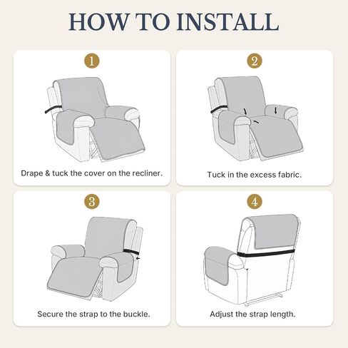 Recliner Chair Covers, 100% Waterproof Non-Slip Chair Cover Dog Furniture Protector Recliner Covers Washable Slipcover with Pocket, Elastic Straps for Pets, Dogs,23.6",Dark Gray in Saudi Arabia