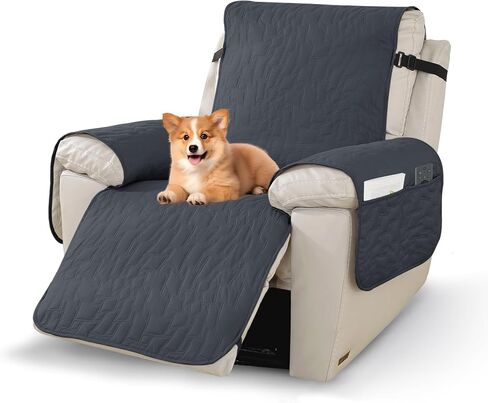 100% Waterproof Recliner Chair Covers,Non-Slip Chair Cover Dog Furniture Protector Recliner Covers Washable Slipcover with Pocket,Elastic Straps for Pets,Dogs,23.6",Dark Gray in Saudi Arabia