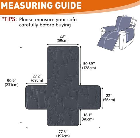 100% Waterproof Recliner Chair Covers,Non-Slip Chair Cover Dog Furniture Protector Recliner Covers Washable Slipcover with Pocket,Elastic Straps for Pets,Dogs,23.6",Dark Gray in Saudi Arabia