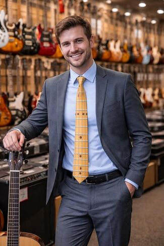 Crazy Dog T-Shirts Guitar Neck Tie Funny Sarcastic Music Novelty Necktie - Humorous Office Casual Wear in Kuwait