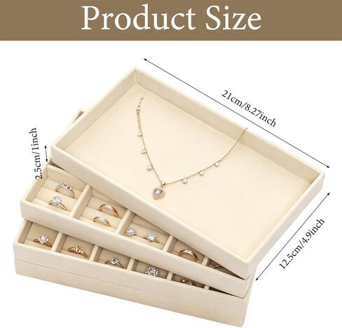 Velvet Jewelry Organizer for Drawers Stackable Storage Inserts Set Beige Drawer Organizer Inserts Small Jewelry Trays for Earrings Rings Necklaces Set of 4 in Saudi Arabia