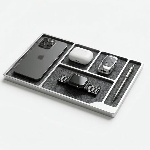 Aluminum Desk Drawer Valet Tray, CNC Anodized Finish Stylish Multifunctional Tray, Organizer Tray for Keys, Phone, Watch, Wallet, Jewelry, and More in Kuwait