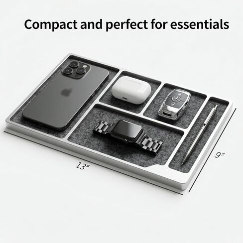Aluminum Desk Drawer Valet Tray, CNC Anodized Finish Stylish Multifunctional Tray, Organizer Tray for Keys, Phone, Watch, Wallet, Jewelry, and More in Kuwait