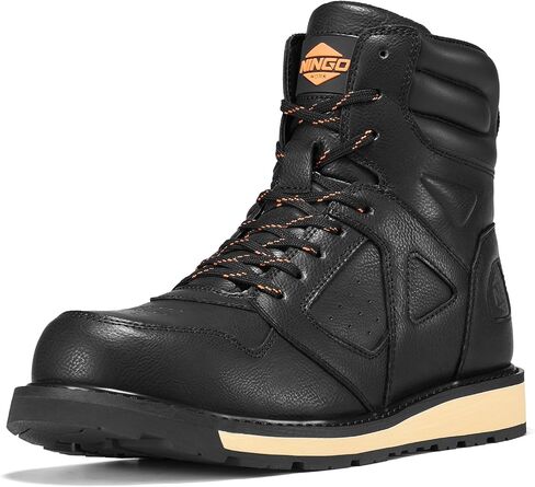 NINGO Steel Toe Boots for Men, Comfortable Water & Slip Resistant Mens Work Boots with Side Zipper, Electrical Hazard Protection Heavy Duty Safety Shoes for Industrial Construction Outdoor Warehouse in Saudi Arabia