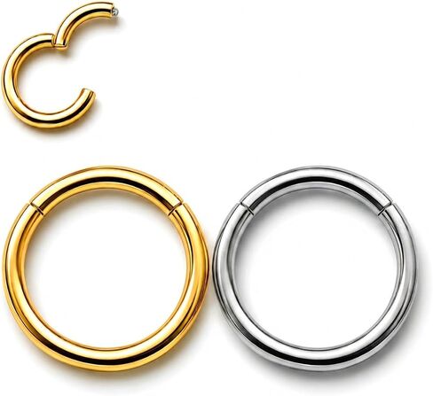AMASIS Nose Rings and Nose Studs Set, Stainless Steel Hinged Nose Hoops and CZ Studs, Select Sizes and Styles for Nostril Septum Cartilage Piercing Jewelry in Saudi Arabia
