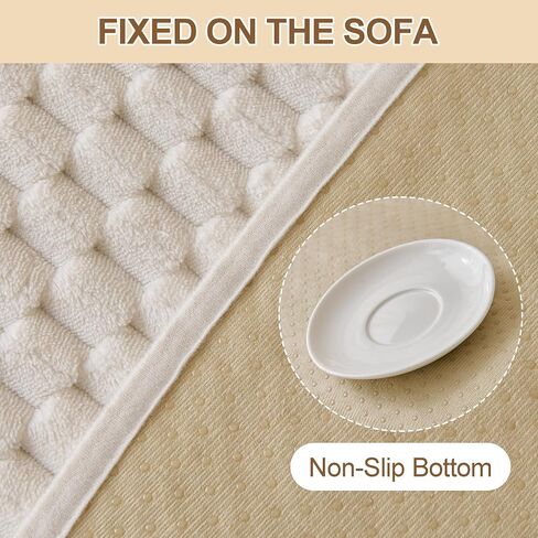 Waterproof Couch Covers for Dogs, Non Slip Sofa Covers Washable, Soft Plush Couch Protector for 3 Cushion, Furniture Slipcovers for Sectional, Pet Dog Bed Cover (Cream,35"x 71") in Saudi Arabia