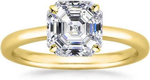 14K Yellow Gold 0.75 Carat Lab Grown Solitaire Asscher Cut IGI Certified Diamond Engagement Ring (G-H Color SI1-SI2 Clarity) in Saudi Arabia