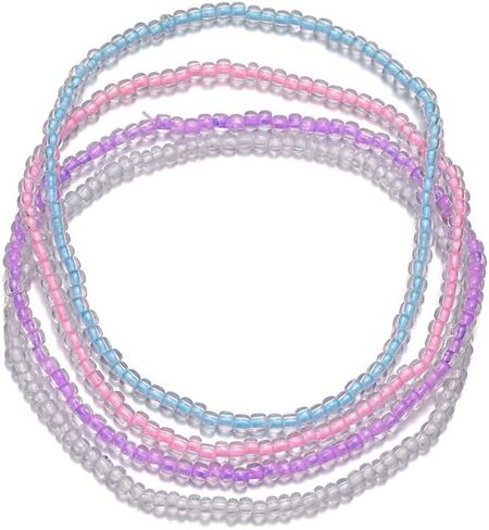 MXUHUI 4Pcs Glow in the Dark Anklets for Women Stretchy Beaded Bracelets or Anklets Set Colorful Fluorescent Jewelry for Summer in Kuwait