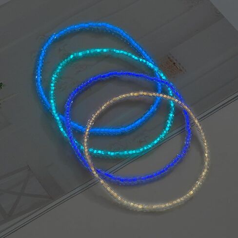 MXUHUI 4Pcs Glow in the Dark Anklets for Women Stretchy Beaded Bracelets or Anklets Set Colorful Fluorescent Jewelry for Summer in Kuwait