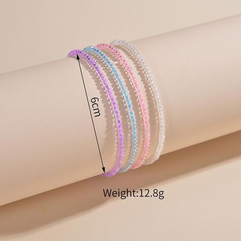 MXUHUI 4Pcs Glow in the Dark Anklets for Women Stretchy Beaded Bracelets or Anklets Set Colorful Fluorescent Jewelry for Summer in Kuwait