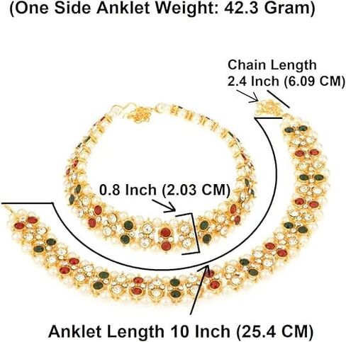 Efulgenz Indian Bridal Anklet Bollywood Crystal Faux Pearl Wedding Bridal Anklet Pair Bracelet Payal Foot Jewelry for Women in Kuwait