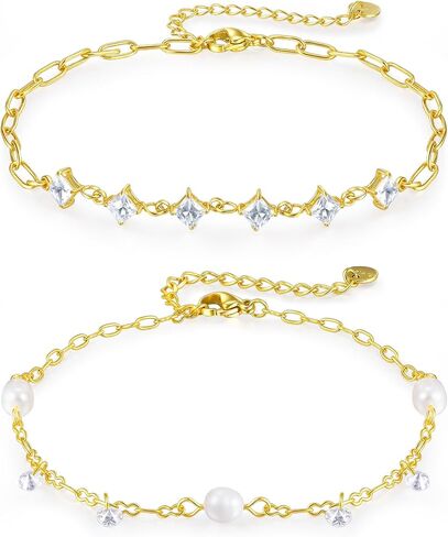 MDFUN Anklets for Women 316L Stainless Steel Dainty Summer Beach Vacation Foot Jewelry Waterproof & Tarnish-Free Adjustable Chain 18K Gold Plated Ankle Bracelet in Kuwait